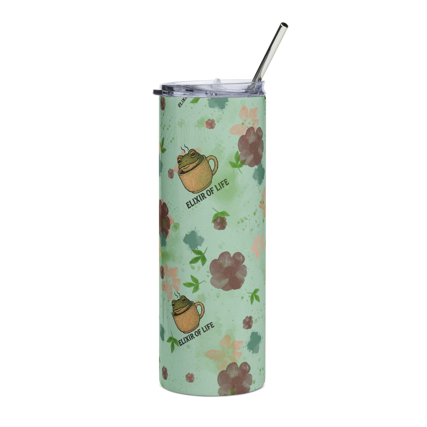 Coffee Frog 20oz Tumbler - Elixir of Life Mug, Steel Travel Cup, Reusable Tea Bottle, Animal Lover Gift, Cute Amphibian Water Bottle