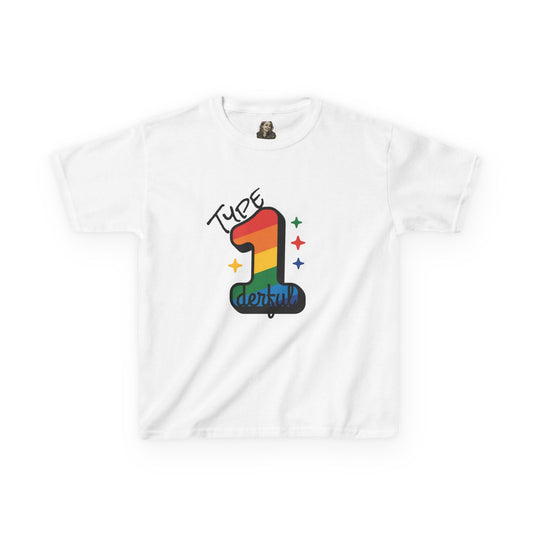Colorful Kids' Tee: Type 1 Diabetes Awareness Shirt, Birthday Gift, Support Shirt, Rainbow Pride Tee