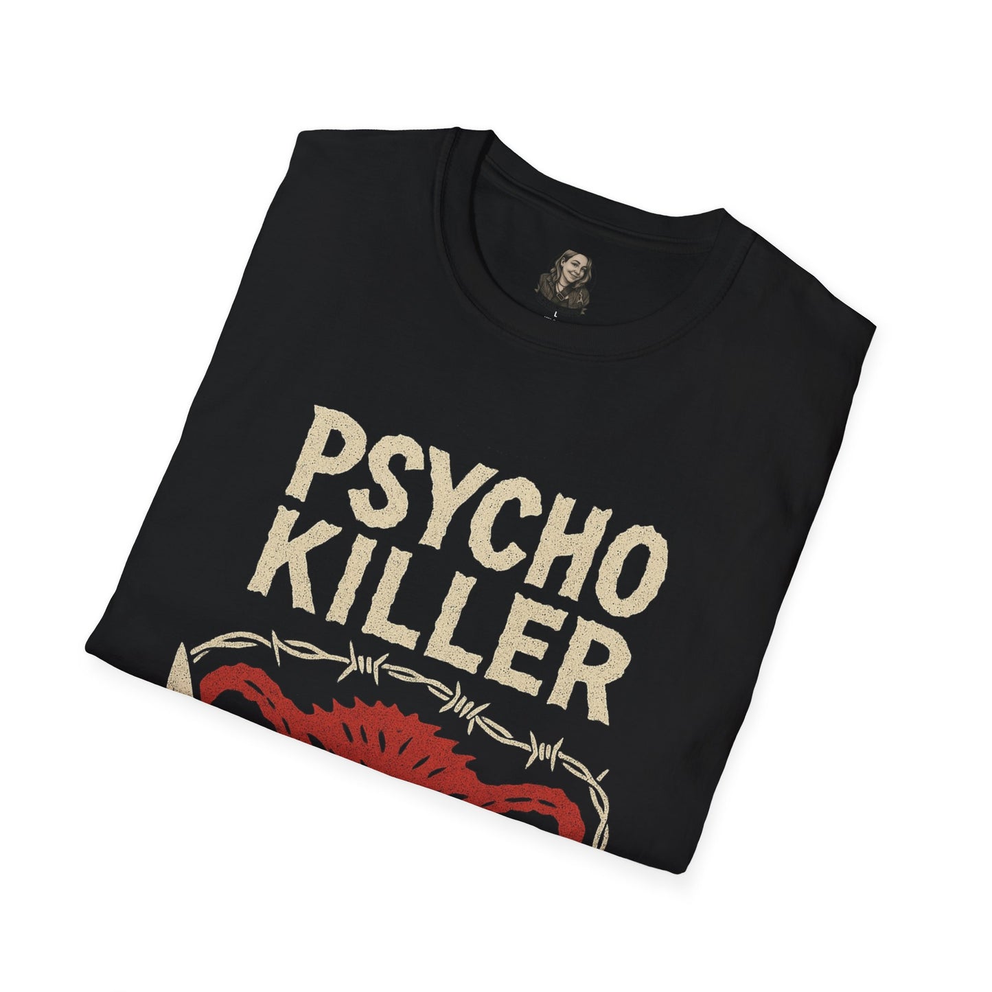 Psycho Killer Graphic Tee | Unisex Softstyle T-Shirt, Casual Wear, Band Merch, Gift for Music Lovers, Halloween Shirt, Unique Fashion