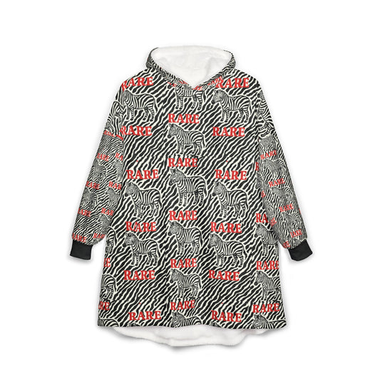 Rare Zebra Unisex Hooded Blanket - Rare Disease Awareness, Comfortable Warm Wearable Blanket, Gift for Animal Lovers, Cozy Throw, Unique
