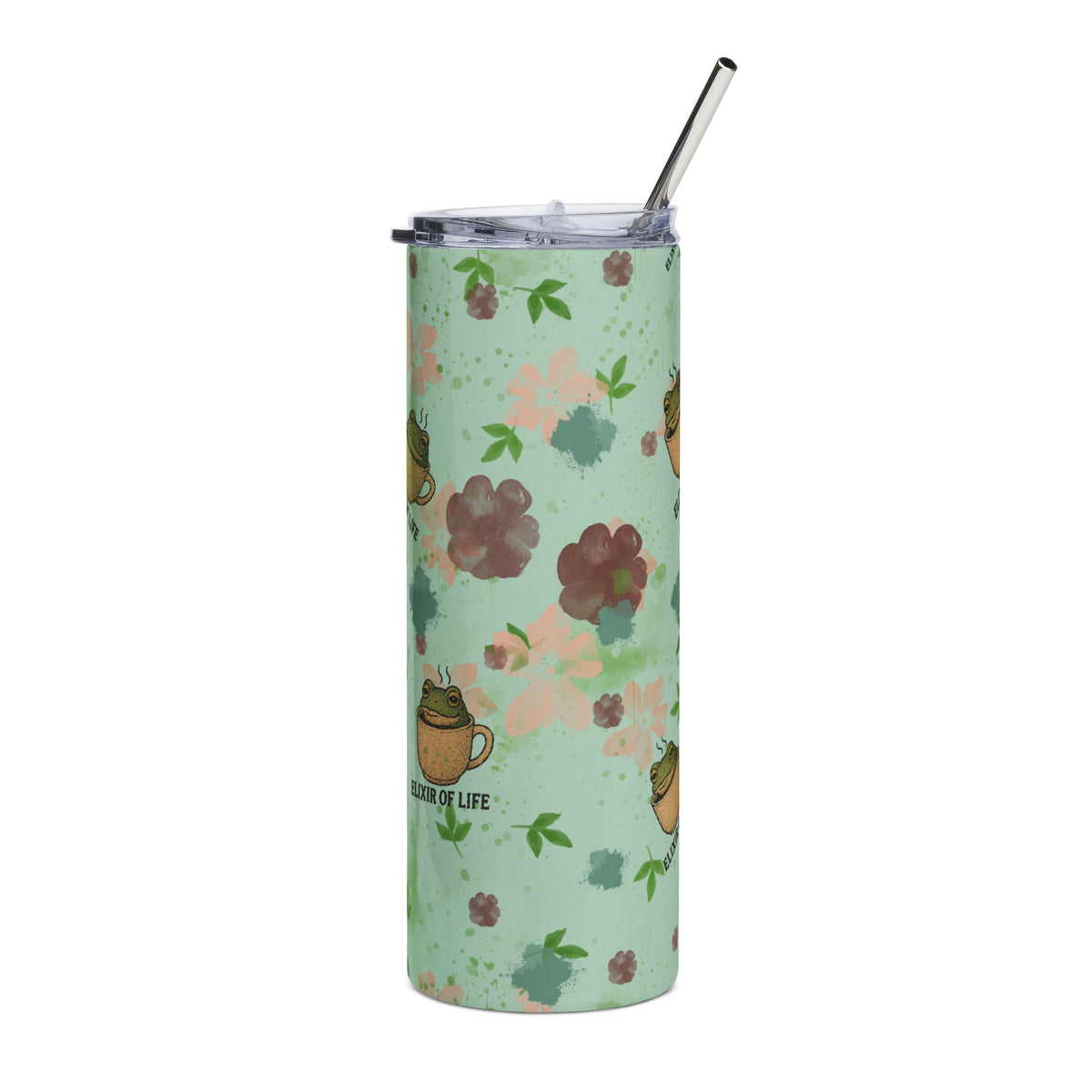 Coffee Frog 20oz Tumbler - Elixir of Life Mug, Steel Travel Cup, Reusable Tea Bottle, Animal Lover Gift, Cute Amphibian Water Bottle